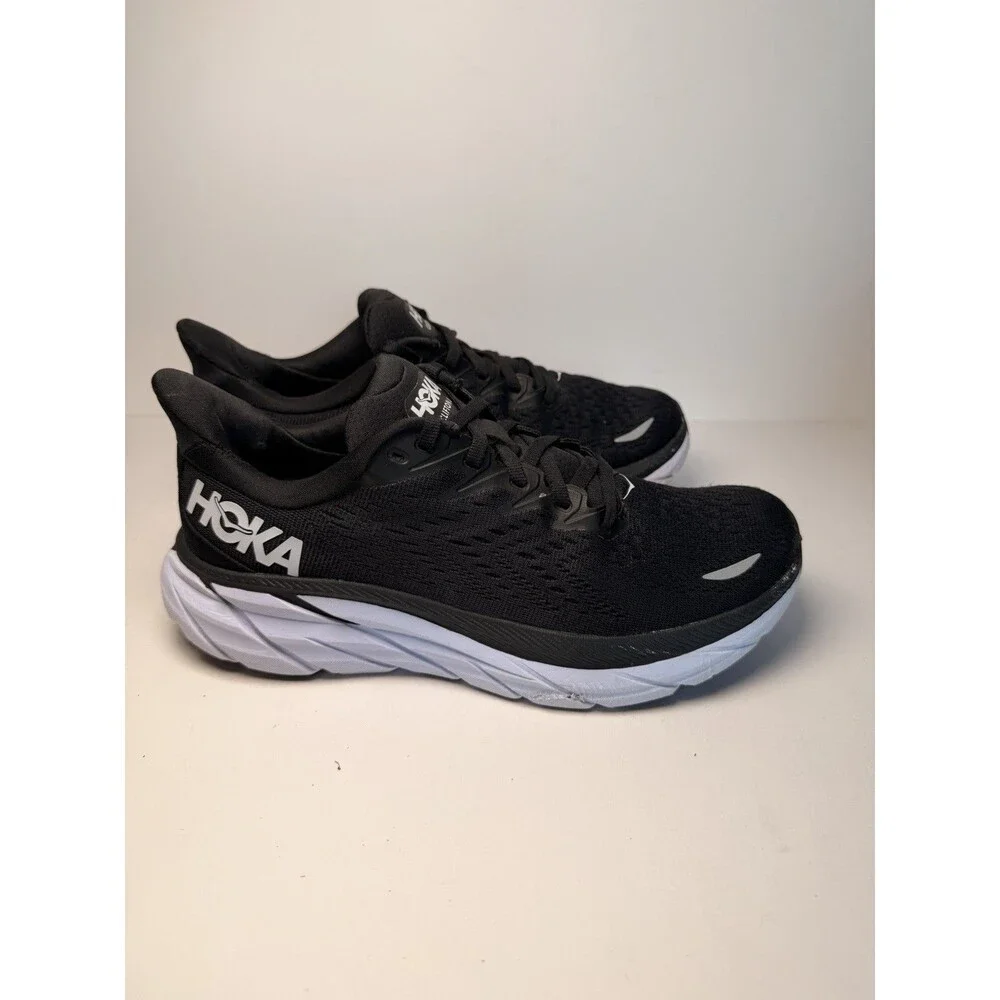 Hoka One One Clifton 8 Black / White Running Shoes Women's Size 6.5 B